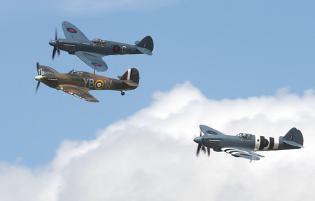 hurricane and spitfies - bob flight, raf, airshow