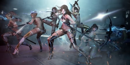 Fighters - fighter, girl, fantasy, luminos