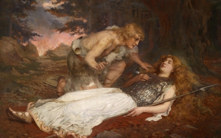 Siegfried and Brunhilda - girl, couple, brunhilda, charles butler, painting, art, siegfried, man, pictura