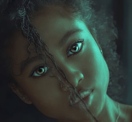 Blasian - rendering, girl, eyes, andy kallela, fantasy, blasian, face, luminos, game of thrones