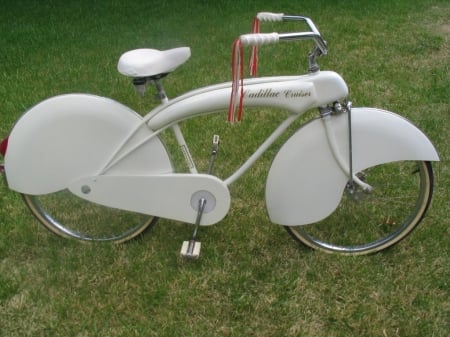 cadillac bycicle - white, retro, bycicle, vintage