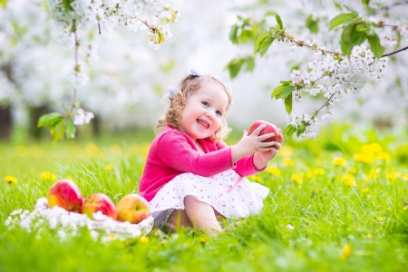 Little Girl - flowers, smile, spring, girl