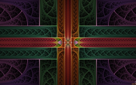 Fractal Cross - dark colors, fractal, cross, abstract