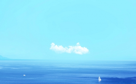 :-) - water, summer, blue, boat, sea, white, cloud, vara, sky