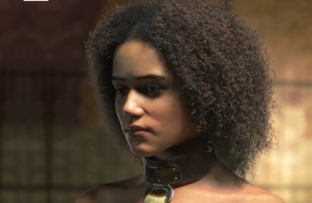 Missandei - game of thrones, blasian, girl, 3D, missandei, fantasy, face, curls, luminos