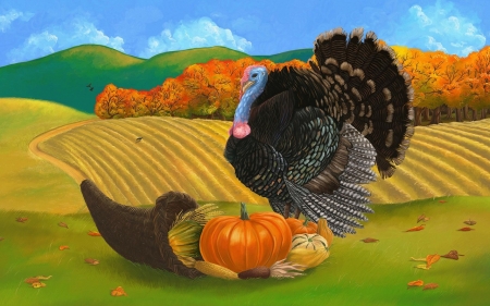 Turkey for Thanksgiving - painting, thanksgiving, abstract, turkey