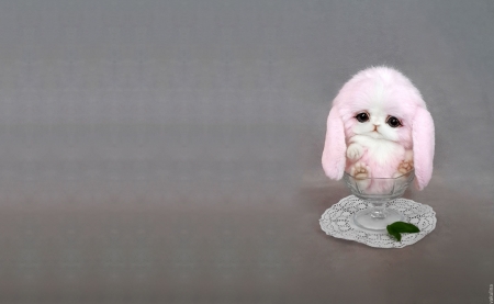 :-) - glass, vakulina, child, fantasy, pink, cute, bunny