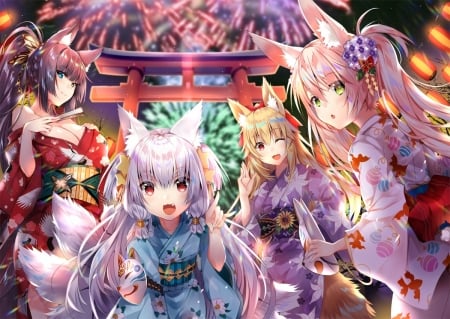 Foxgirls - foxgirl, manga, anime, torii