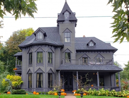 Halloween Victorian - house, victorian, Halloween, gothic