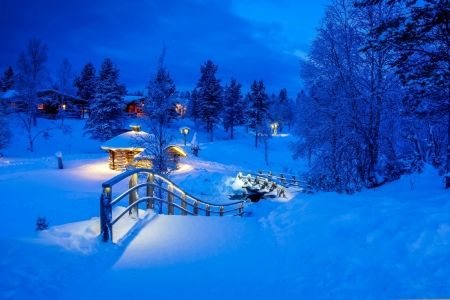 Kakslauttanen Arctic Resort - winter, village, trees, snow