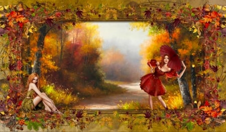 Autumn Fantasy - digital, fantasy, pretty, girl, woman, autumn, art