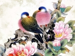 birds-chinese-oriental-painting-artistic-peonies-china-art-bird-flower-flowers-floral-flying-moving-wallpaper