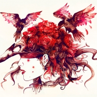 Red raven-girl