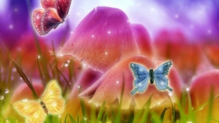 butterflies-sparkle-mushrooms-fantasy-digital-seasons-bright-designs-attractions-pre-grass-sparkling-creative-animals-sweet