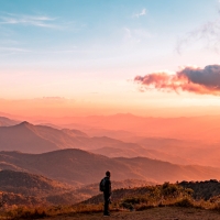 Man Looking at Scenic Sunset in Northern Thailand