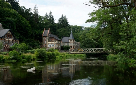 Germany House Rivers Bridges Treseburg - treseburg, rivers, house, bridge, germany