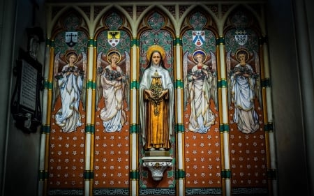 Saint Theresa and Angels - cathedral, Belgium, Bruges, angels, Theresa, saint