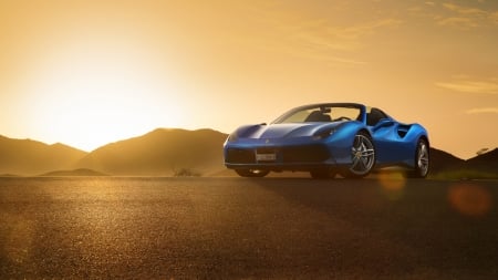 ferrari 488 spyder - sunset, car, spyder, ferrari