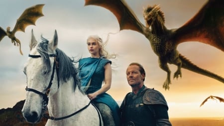 game of thrones - woman, game, man, dragon, thrones