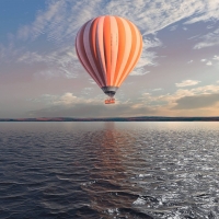 Hot air balloon over the Lake