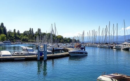 Marina in Lake - boats, marina, water, yachts, lake