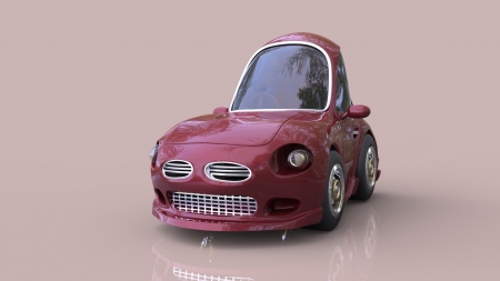 Cherry red car - cartoon, fantasy, onathan israel johnson, pink, car