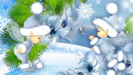 winter-navidad-painting-brush-elves-fleurs-christmas-sweet-blue-snowflakes-feliz-paint-flowers-cold-cute-tree-wallpaper-mac..jpg - Schnee, Deutschland, Elfen, Winter, Tanne