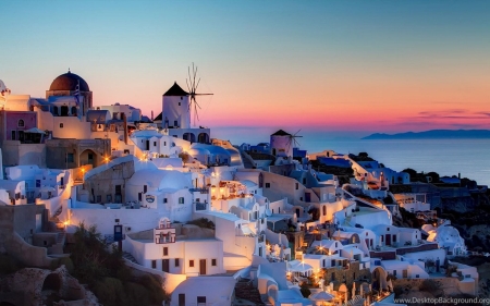 Santorini at sunset - santorini, nature, greece, dusk, HD, 4K, sunsets