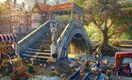 Bridge  of Spring - hidden, video, game, spring, city, bridge