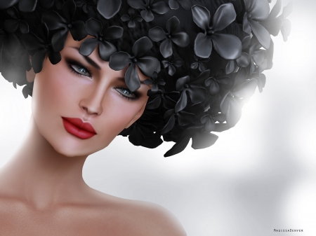 Beauty - face, magissa denver, magissadenver, rendering, girl, black, fantasy