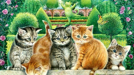 cats-artwork-pet-kittens-art-painting-cat-feline-topiary-animal-picture-desktop - baum, deutschland, freunde, cats