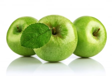 Green Apples - fruits, leaves, apples, green