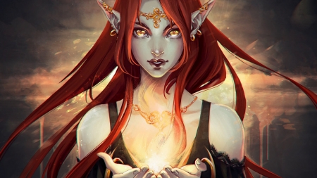 Elf - aleksandra alekseeva, fantasy, elf, girl, redhead