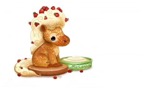 Mascarpony - pony, piper thibodeau, strawberry, mascarpone, food, sweet, fantasy, funny, fruit, cute, dessert