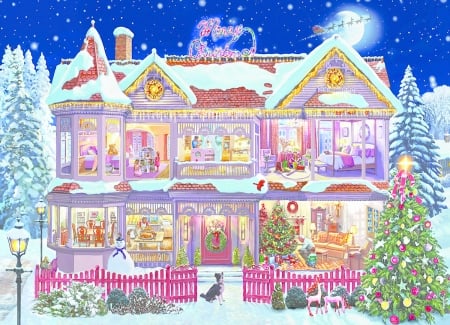 Interior  of the House - interor, puzzle, colors, house, christmas