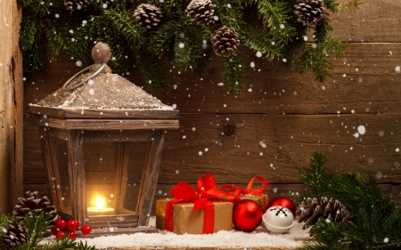 Christmas Decoration - Gift, New year, Snow, Balls, Lantern, Winter