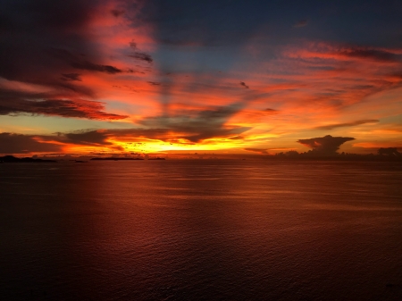 Sunset - sky, horizon, sunlight, clouds, sunset, sea