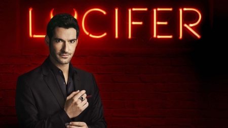 Lucifer - lucifer, actor, fantasy, Tom Ellis, red, tv series, man