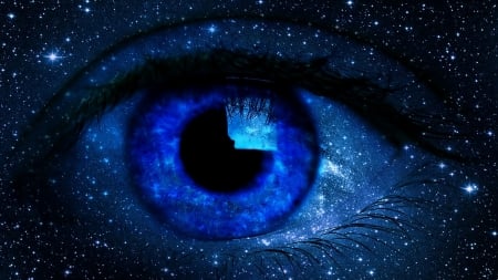 :) - eye, stars, fantasy, blue