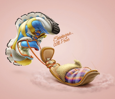 :) - slipper, funny, creative, fantasy, pink, luminos, blue, commercial, oscar ramos, add