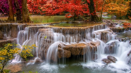 Waterfall - nature, autumn, river, cascade, stones, waterfall