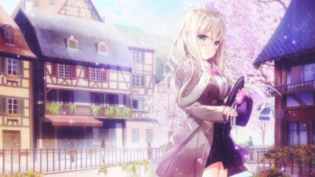 Neighborhood - house, anime, anime girl, neighborhood