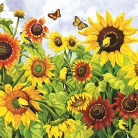 Sunflowers and Golden Finches