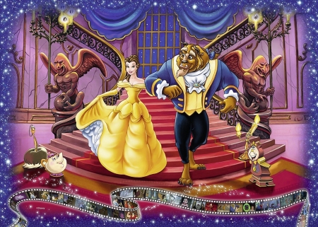 Beauty and the Beast - beauty and the beast, fantasy, belle, princess, disney, couple, child, luminos