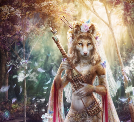 Laetu Baor - wolf, girl, luminos, creature, bobbie jean pentecos, fantasy