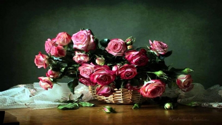 ❤️ - Table, Basket, Flowers, Roses