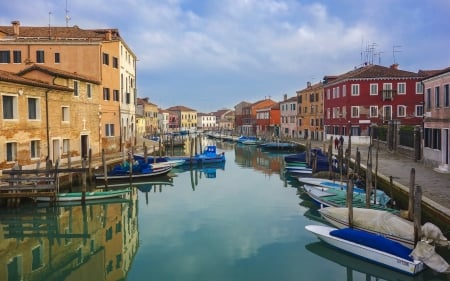 Venice, Murano Island - italy, murano, venice, houses, boats