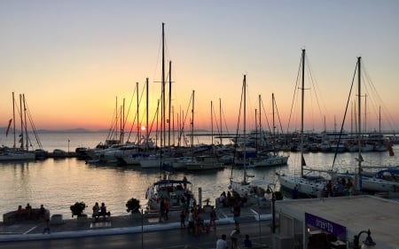 Marina at Sunset in Greece - marina, sunset, greece, yachts