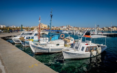 Harbor in Greece - ships, water, harbor, greece