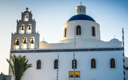 Church in Santorini, Greece - Christianity, Greece, Santorini, bells, church